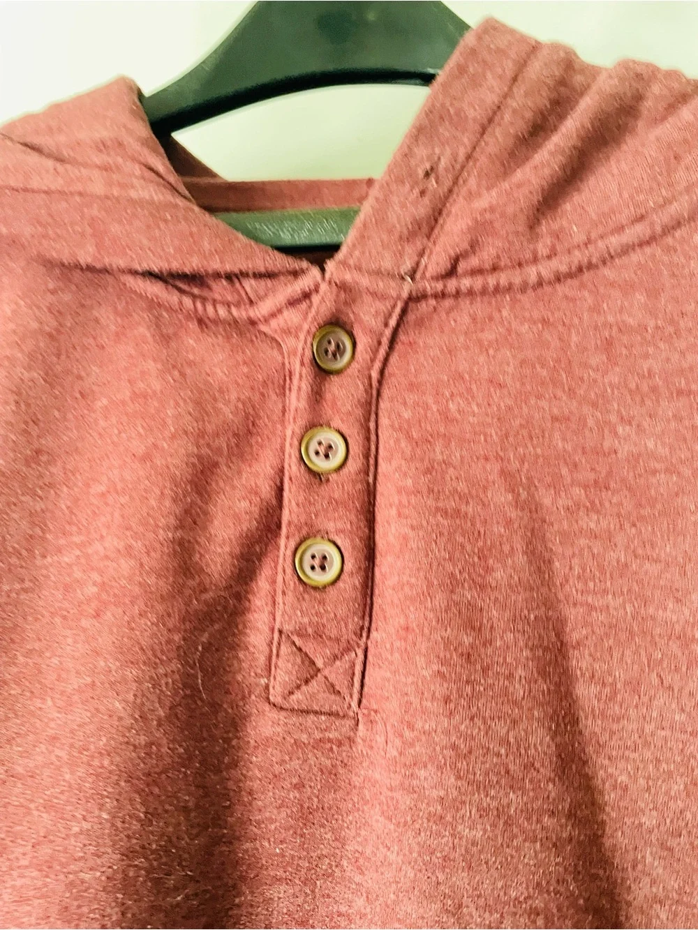 George Men's Hooded Henley Sweatshirt in Burgundy to Charcoal Ombre XL